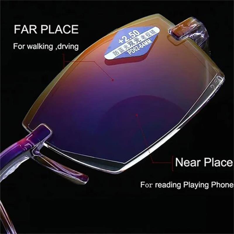Glosrity Sapphire High Hardness Anti Blue Light Intelligent Dual Focus Reading Glasses